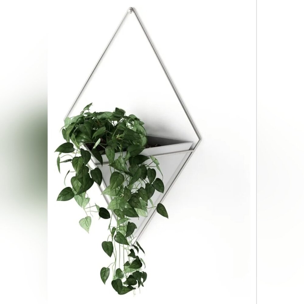Umbra Trigg Hanging Planter Vase & Geometric Wall Decor Ceramic Container Nickle